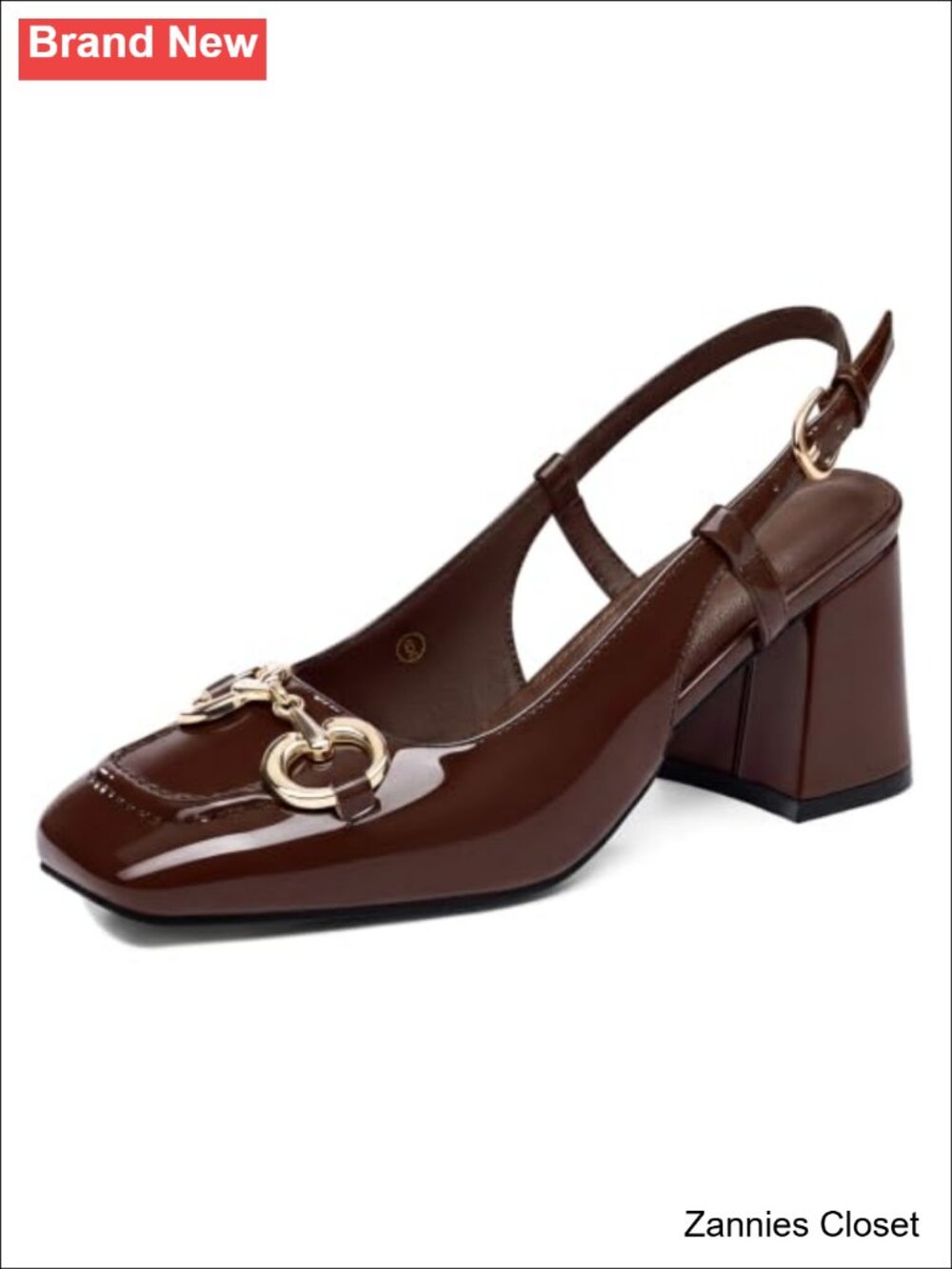 ✨ Coutgo Faux Leather Slingback Block Heel Square Toe Business Pumps